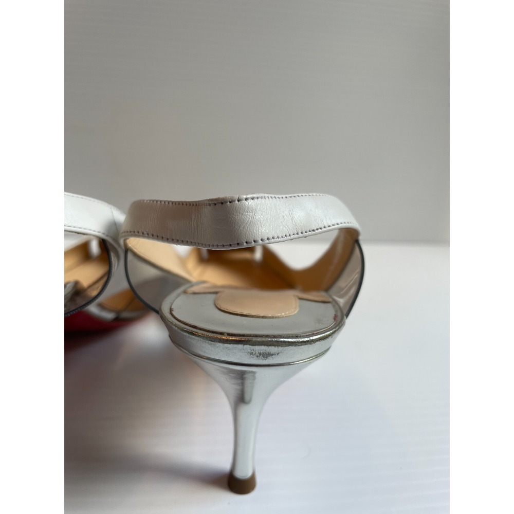 Christian Louboutin Tri-Color Air Chance 100 Slingback Peekaboo Pumps 37 NEW - Picture 6 of 8